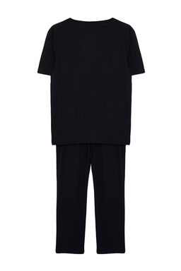 TRENDYOL MAN Siyah Regular Fit Nak?sl? Orme Pijama Tak?m? TMNAW25PT00023 - Trendyolmilla фото 5