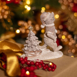 СТАТУЭТКА КОТИК С ЕЛОЧКОЙ 13Х5,5Х11,5 СМ