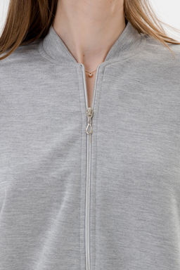 Бомбер из коттон фита серый меланж макси - Амадэль фото 14