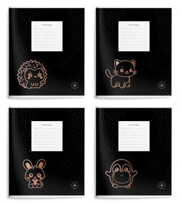 Цена за 2 шт. Тетрадь 18 л. линия LOREX KIDS DARK ANIMAL мелованный картон, запечатка форзаца, матовая л...