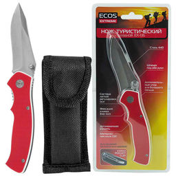 Нож туристический складной EX-136 ECOS G10 красный арт.325136