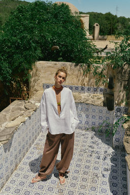 CAMISA KIMONO 100% LINO / Blanco