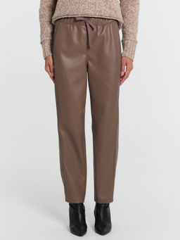 Кожаные брюки женские коричневые