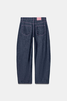 PANTAL?N BARREL CON LINO / ?ndigo