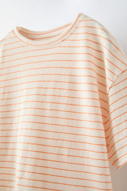 STRIPED COTTON AND LINEN T-SHIRT - Zara фото 6