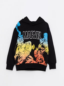 Kap??onlu Marvel Bask?l? Uzun Kollu Erkek ?ocuk Sweatshirt