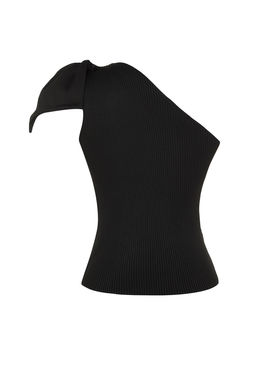 Siyah Tek Kol Fiyonk Detayl? Triko Bluz TPRSS22BZ0166