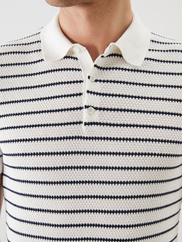 Polo Yaka K?sa Kollu ?izgili Erkek Triko Kazak