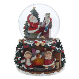 Фигурка декоративная "Дед Мороз" в стекл шаре (муз, вьюга, ААх3,н/п), D 9.5 см, L12 W12 H16 см