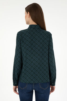 Женская темно-зеленая рубашка с длинным рукавом Неожиданная скидка в корзине - U.s. polo assn фото 5