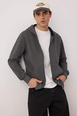Antrasit Regular/Normal Kesim Fermuarl_ Kap__onlu Dokulu Sweatshirt TMNAW26SW00067 - Trendyolmilla фото 2