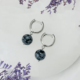 Серьги из снежного Обсидиана