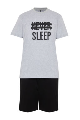 TRENDYOL MAN Mavi %100 Pamuk Regular Fit Orme Yazl?k Sortlu Pijama Tak?m? THMSS21PT0216 - Trendyolmilla фото 36