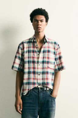 CAMISA RELAXED FIT ESTRUCTURA CUADROS / Multicolor - Zara фото 2