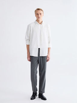 Regular Fit Uzun Kollu ?izgili Erkek G?mlek