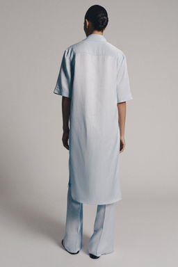 CAMISA T?NICA CON LINO ZW COLLECTION / Azul claro - Zara фото 3