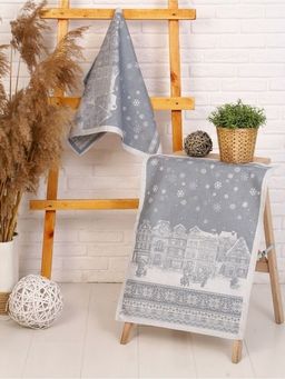 Полотенце Премиум Зимний город-сер. 50*70 см.