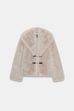 SHORT FAUX FUR COAT WITH TOGGLES - Zara фото 7