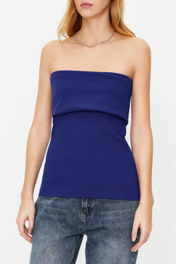 Trendyolmilla Beyaz Straplez Yaka Yandan Fermuarl? Krep Orme Bluz TWOSS23BZ00928  фото 13