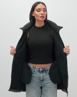 Парка спортивная женская с капюшоном softshell темно-серого цвета 9568TC - Mtforce фото 16