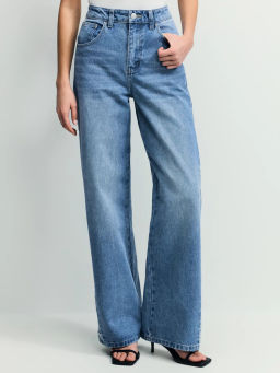 Джинсы wide leg с высокой посадкой с эффектом деворе / Zarina  фото 2