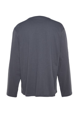 TRENDYOL MAN Siyah Basic Regular/Normal Kesim Bisiklet Yaka Uzun Kollu %100 Pamuk Tok Kumas T-shirt TMNAW21TS0208 - Trendyolmilla фото 8