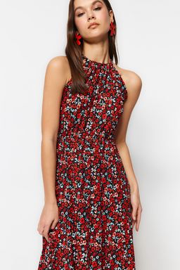 TRENDYOLMILLA Cok Renkli Cicek Desenli Boyundan Baglamal? Bask?l? A-Line Maxi Orme Elbise TWOSS23EL00705 фото 3