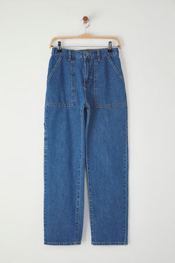 Orta Mavi Erkek Cocuk Yuksek Bel %100 Pamuk Regular Fit Lastikli Denim Jean Pantolon TKDSS25JE00004 - Trendyolmilla фото 4