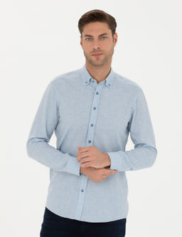 A__k Mavi Slim Fit Uzun Kollu G_mlek