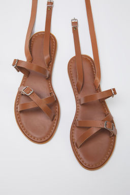 Trendyol Shoes Taba Capraz Bantl? Bilekten Baglamal? Kad?n Sandalet TAKSS25SD00051