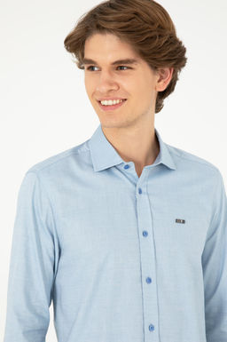 Мужская темно-синяя базовая рубашка с длинным рукавом - U.s. polo assn фото 2