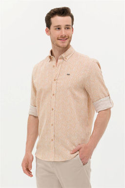 U. S. Polo Assn Мужская рубашка светло-коричневого цвета с длинным рукавом - U.s. polo assn фото 10