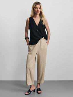 Брюки-джоггеры с вискозой и льном в составе / Zarina