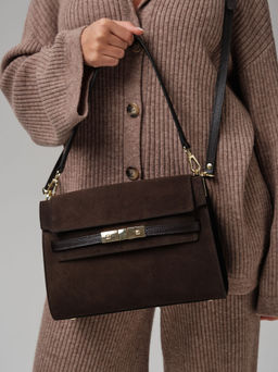 Замшевая сумка Rachel DBR 31361 черный каштан  фото 2