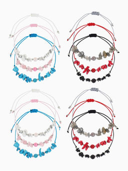 Цена за 12 шт. Браслет под натуральный камень «Крошка» с бусиной №8, d=6 см, МИКС