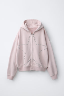 SUDADERA CREMALLERA TACHAS ESTRELLA / Rosa - Zara фото 3