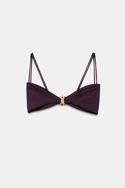 TOP BIKINI FRUNCES CARACOLA / Marr?n - Zara фото 9