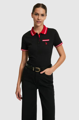 Kad_n Siyah Polo Yaka Basic Ti__rt