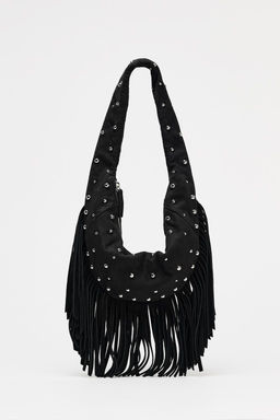 OVAL STUDDED FRINGED BAG - Zara фото 3