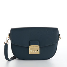 Сумка женская мессенджер TEXTURA на клапане, 23×6×15 см, синяя