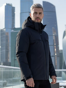 Горнолыжная куртка мужская зимняя черного цвета 2412Ch