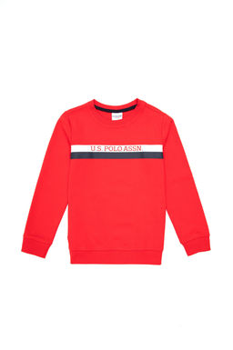 Свитшот U.S. Polo Assn для мальчика хлопок красный  фото 6