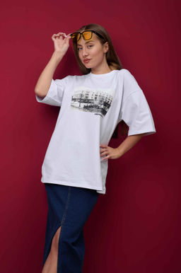 Футболка оверсайз унисекс "Восход" белый