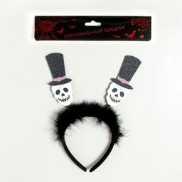 Цена за 2 шт. Ободок для волос карнавальный «Черепа»