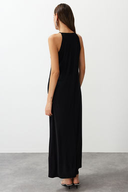 TRENDYOLMILLA Siyah Soyut Halter Yaka A-line/Can Ac?lan Esnek Maxi Orme Kalem Elbise TWOSS24EL00558 фото 12