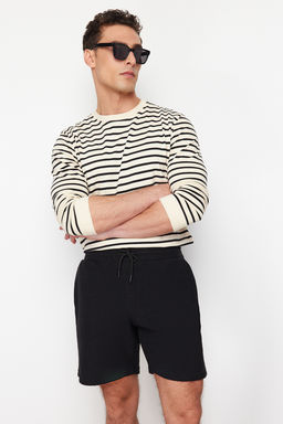 Siyah Regular/Normal Kesim Dokulu Kal?n Sort TMNSS24SR00074