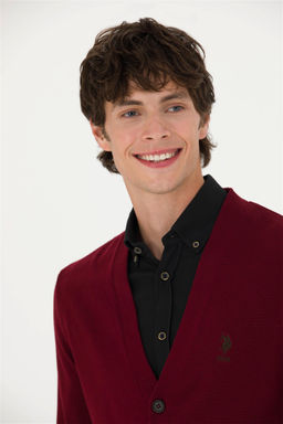 U. S. Polo Assn Мужской бордовый базовый трикотажный кардиган - U.s. polo assn фото 2