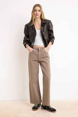 Koyu Kahverengi Yuksek Bel Bilek Boy Culotte %100 Pamuklu Jeans TWOAW26JE00190 - Trendyolmilla фото 27
