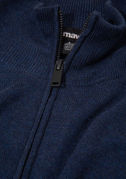 Yar? Fermuarl? Dik Yaka Lacivert Kazak - Mavi фото 8