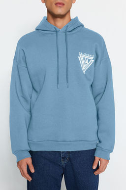 TRENDYOL MAN Turuncu %100 Pamuk Kapusonlu / Genis Kesim Kolej Bask?l? Ici Polarl? Sweatshirt TMNAW24SW00063 - Trendyolmilla фото 33